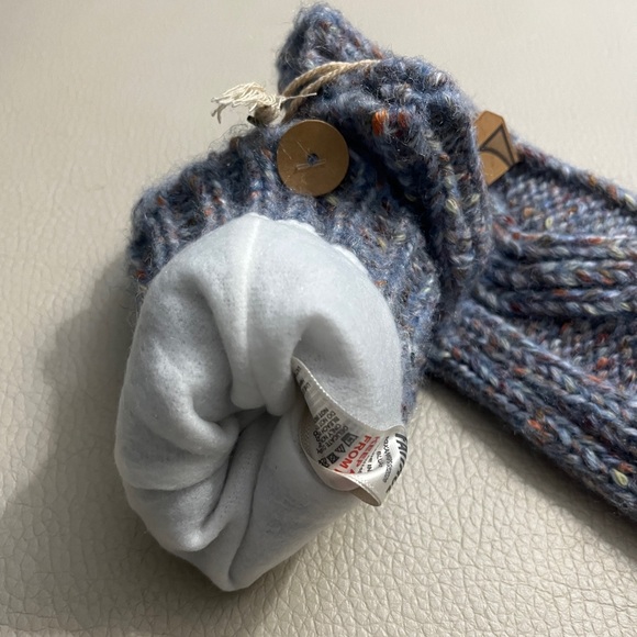 NWT - Fat Face Fleece Lined Wool Blended Ribbed Knit Mittens - Picture 4 of 6